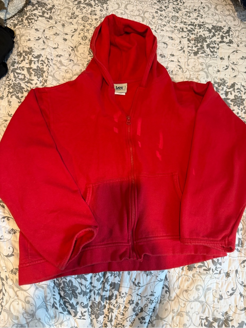 Women’s vintage Lee 90’s zip up red hoodie size large.